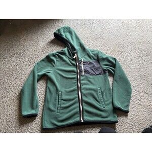 Monet Skateboards Green Full Zip Fleece Hoodie Long Sleeve Sweater Pockets Sz M